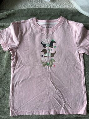 Janie and Jack Pink Tee with Tennis Stacked Dachshunds